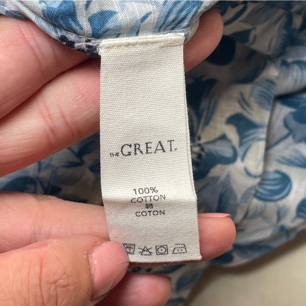 NEW! The Great.- The Gallery Dress Light Sky Pressed Floral Size S Blue - Picture 15 of 16